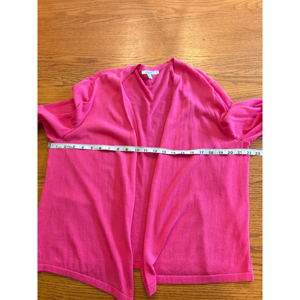 Chicos Open Front Cardigan Pink Button Cuff Cotton Blend Sweater Womens 3 XL - Picture 5 of 8
